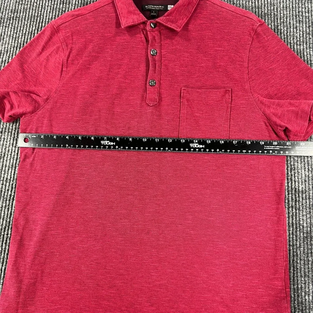 Banana Republic Mens Large Red Short Sleeve‎ Performance Pique Polo Shirt